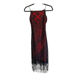 Vintage 90's Crochet Fringe Dress Size Small